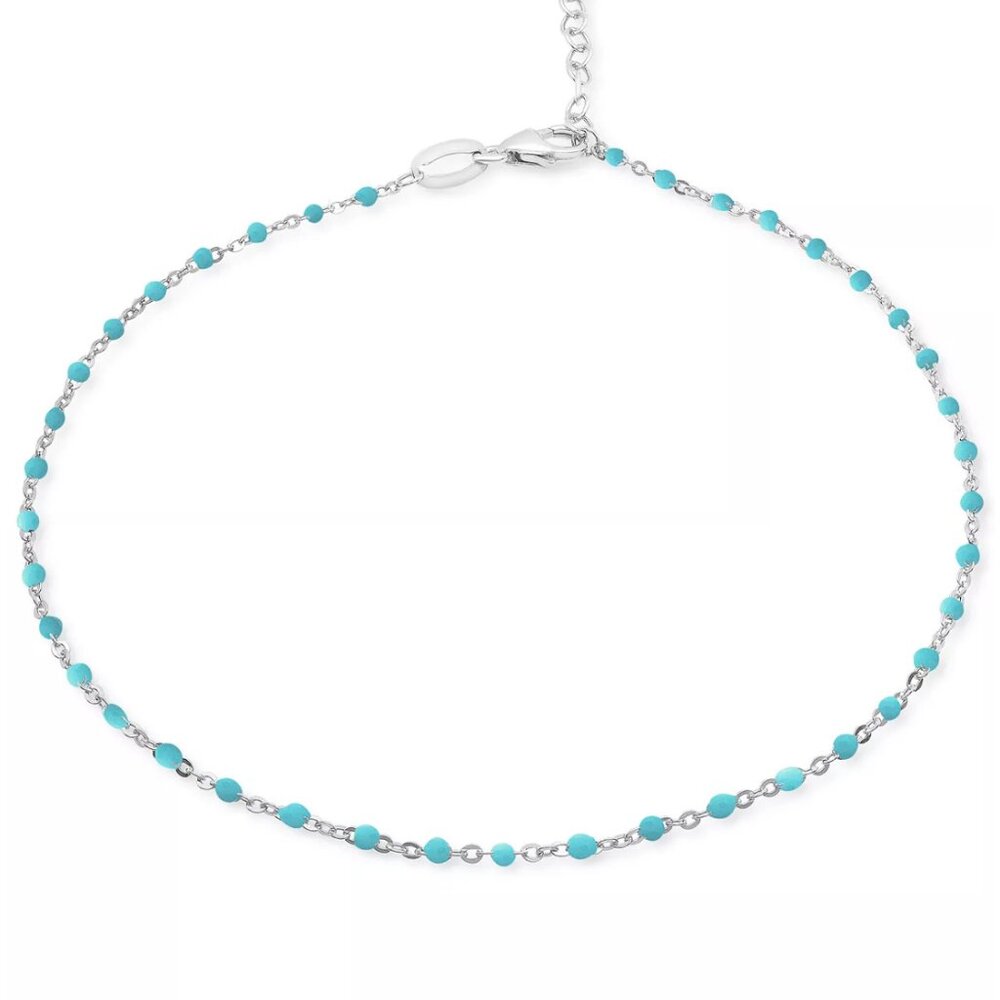 NYC STERLING SILVER & BLUE ENAMEL ANKLET BRACELET